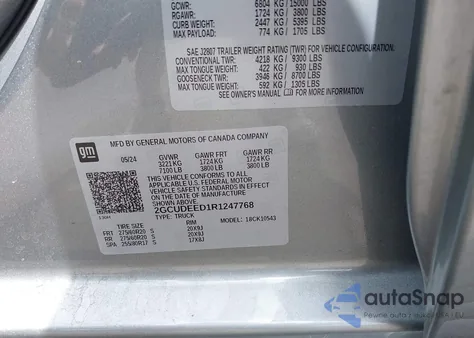 2024 Chevrolet Silverado K1500 Rst z USA, uszkodzony, nr VIN 2GCUDEED1R1247768